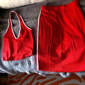Red Halter Top/Skirt Set